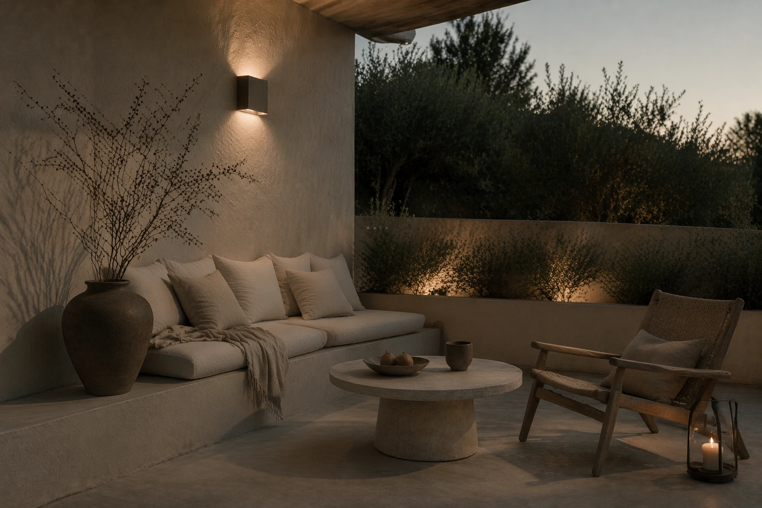 Унутрашњи простор са акцентом на светлост и материјале.