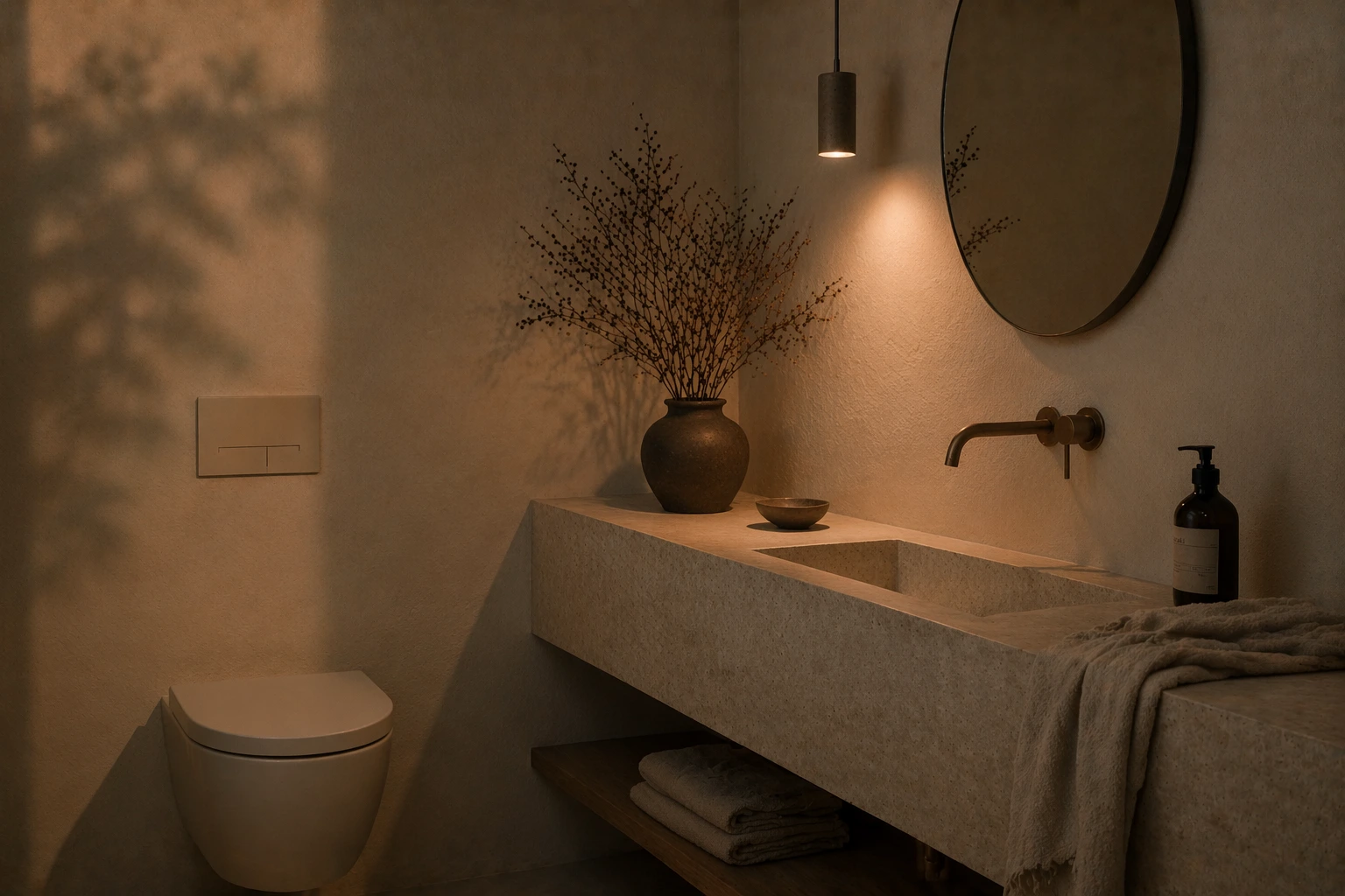 Минималистички ентеријер са топлом атмосфером.